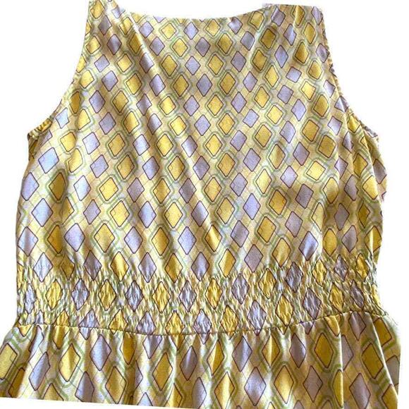 Hourglass Lilly Silk Dress Women Small Yellow Gray Sleeveless Mini Pockets - Picture 7 of 8